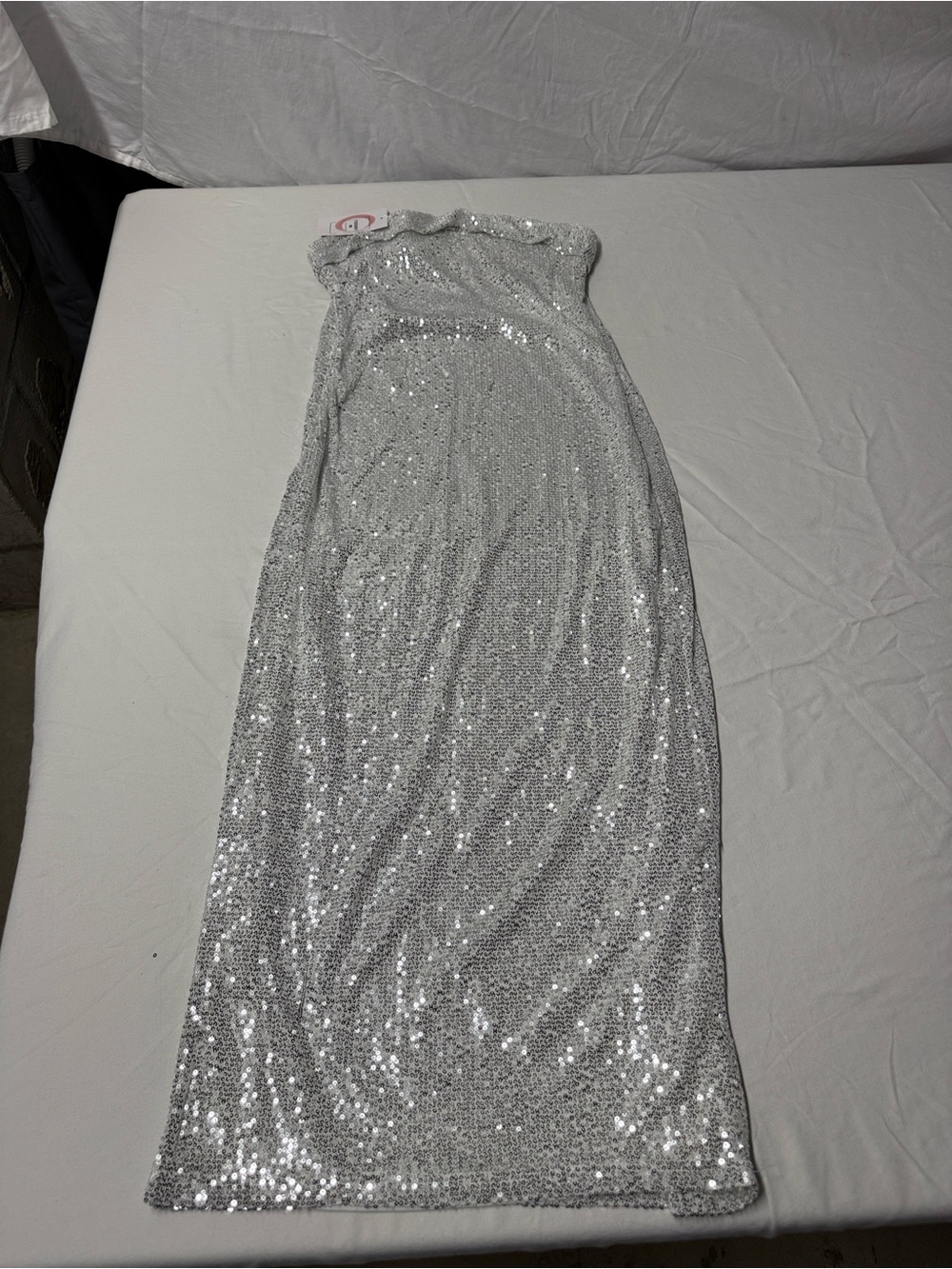 Silver Sequin Strapless Maxi Dress NWT MEDIUM